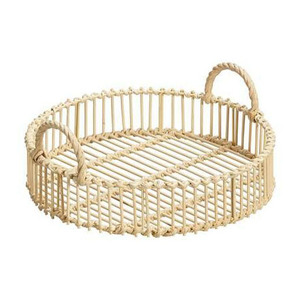 Plateau en rotin et corde tissé Boho Chic Organisateur décoratif en fibre naturelle fabriqué à la main pour les intérieurs côtiers et minimalistes de ferme - Product Image 1