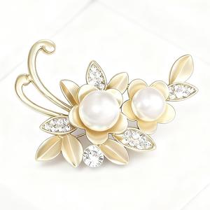 เข็มกลัดคริสตัลรูปดอกไม้ทันสมัย ประดับด้วยเพชรเทียม ตัวเรือนโลหะผสมชุบทอง  แบบปรับแต่งได้ ใช้ได้ทุกวัน เหมาะสำหรับงานหมั้นและงานแต่งงาน - Product Image 1