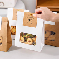 Sacs de boulangerie en papier kraft biodégradable imprimés sur mesure avec fenêtre transparente thermoscellable, emballage alimentaire résistant à la graisse
