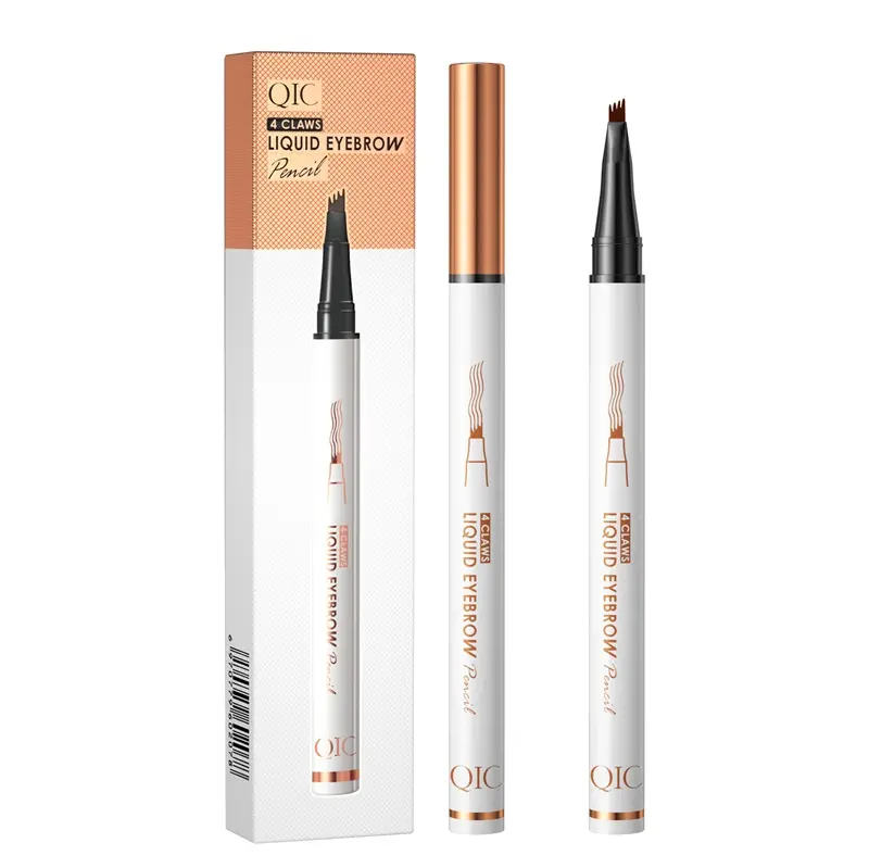 Crayon à sourcils liquide quatre fourchettes imperméable à l'eau tatouage sauvage fin naturel organique brun foncé imperméable maquillage 3D