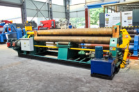 Machine à rouler les tôles en acier inoxydable à 3 rouleaux entièrement hydraulique 80x3500 robuste avec moteur et engrenage pour le cintrage à géométrie variable