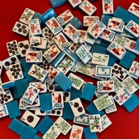Tuiles de Mahjong Américaines en Acrylique Bleu Turquoise, Motif Flamant Rose, Surf et Palmier, Jeu de Société Côtier pour Fêtes Familiales et Vacances, Cadeau