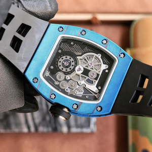 Relojes de Lujo para Hombre, Estilo 022, Caja de Carbono Azul NTPT, Doble Zona Horaria <span class=keywords><strong>GMT</strong></span>, Reloj Tourbillon Mecánico Manual, Reloj Deportivo de Pulsera - Product Image 6