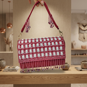 Bolso de Mano de Perlas con Cierre Magnético, Hecho a Mano, para Fiesta o Boda, Forma de Media Luna, Ecológico - Product Image 2