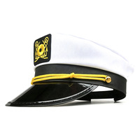Gorra Naval Clásica con Insignia de Ancla, Sombrero de Marinero para Adultos, Disfraz para Halloween, Carnaval, Actuaciones Escénicas, Cosplay