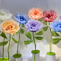 Set Bunga Iris Poppy Mawar Kertas Organza Raksasa, Dekorasi Jendela Bunga Buatan untuk Pernikahan dan Acara
