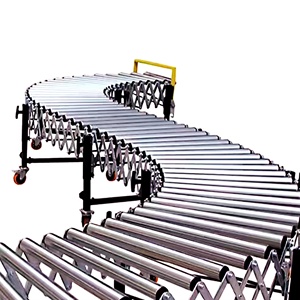 Transportador de rodillos manual telescópico flexible, acero inoxidable, patines de plástico móviles impulsados por gravedad, plantas de fabricación de <span class=keywords><strong>restaurantes</strong></span> - Product Image 1
