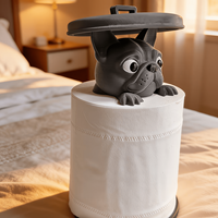 Porte-rouleau de papier style pirate pour bouledogue français, support de mouchoirs imprimé en 3D, figurine créative de chien, décoration d'art artisanal pour salle de bain et maison, cadeau