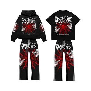 Vintage Sun Fade Joggers Hombres Ropa 2 piezas Set Acid Wash Hombres Francia <span class=keywords><strong>Fleece</strong></span> Heavyweight Gsm Set Sweatsuit Chándal para hombres - Product Image 4