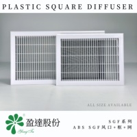 Diffuseur carré en plastique ABS SGF4075 400x750mm, grille de retour d'air CVC avec cadre extérieur et maille filtrante