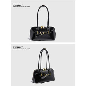 Nouveauté Sac à bandoulière pour femme de style rétro haut de gamme, imperméable, en PU, avec fermeture éclair, motif géométrique, doublure en polyester - Product Image 3