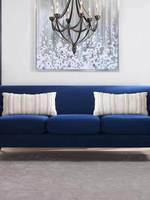 Französischer Vintage Amerikanischer Landhausstil Blaues Samt-Stoffsofa mit Schwammfüllung Dreisitzer für Wohnzimmer