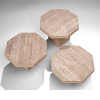 Ovale extérieur pierre naturelle racine sculpture table à thé italie moderne grand rond designer luxe centre travertin table basse