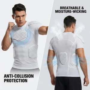 Maillot de protection intégré rembourré, avec protection épaisse côtelée pour la poitrine et les épaules, respirant, pour le football, maillot de compression rembourré - Product Image 2