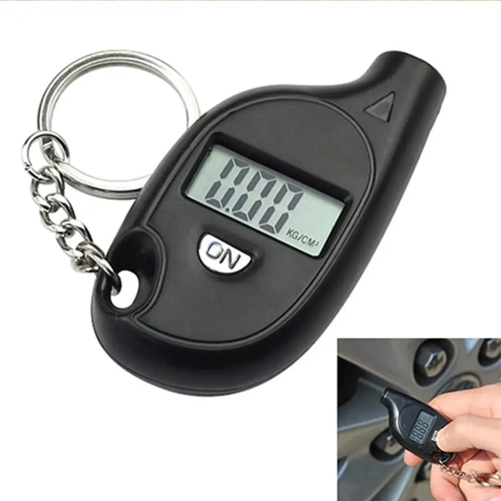 Mini Keychain Style Tire Gauge Digital LCD Display Car Tyre Air Pressure Tester Meter Car Auto Motorcycle Tire Safety Alarm