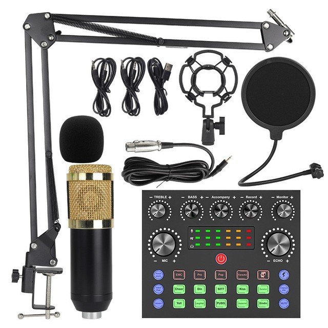 V8S Sound Card BM800 Condenser Microphone Kit Studio Recording Live Streaming Podcast USB Audio Interface Mic Set