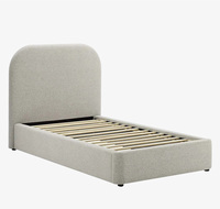 Lit simple moderne rembourré en tissu, mobilier de chambre minimaliste, taille et couleur personnalisables, cadre de lit Queen/King Size