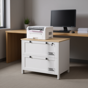 Archivador de 2 Cajones con Cerradura, MDF, Diseño Minimalista, Solución de Almacenamiento para Oficina - Product Image 2