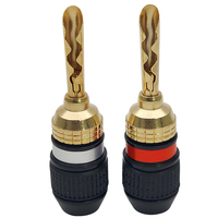 Connecteur banane plaqué or 4 mm, tube ouvert, robuste, avec contact à ressort pour borne de haut-parleur et amplificateur