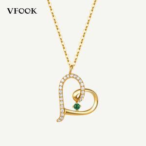 Collar VFOOK con Colgante de Corazón, Símbolo de Amor, Oro Sólido de 14K/18K, Delicado, para Mujer, Regalo de San Valentín - Product Image 1