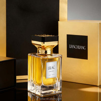 Flacon de parfum carré de luxe à vendre, 50 ml, flacon en verre transparent à fond épais avec bouchon carré exquis et boîte