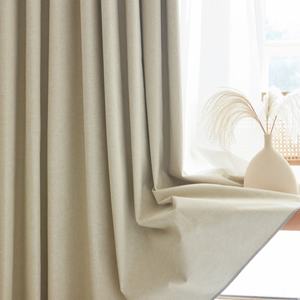 100% poliéster impreso satén sala de estar cortina tela de lino fino con Pongee estilo Tejido opaco completo-estilo liso - Product Image 3