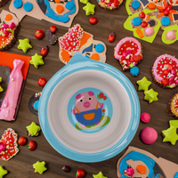 Bol d'alimentation pour enfants, 5.8 pouces, design de poignée ronde, en mélamine cochon rose, top vente en gros
