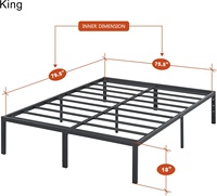 Sommier à plateforme moderne pliable en acier robuste avec lattes antidérapantes, montage facile, base de matelas silencieuse, capacité maximale