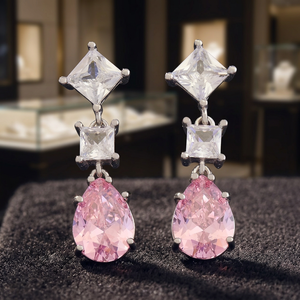 Boucles d'oreilles pendantes pour femme, forme goutte d'eau, finition rodium, 4g, accessoire de mode 176730 - Product Image 3