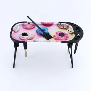 Donut tasarım lüks 9.3.* 4.3 inç kral huni koni yükleyici Metal servis tepsisi katlanabilir standı ile