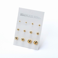 Vente directe d'usine, boucles d'oreilles à clous rondes en acier inoxydable plaqué or ethnique moins chères, de 3 mm à 12 mm, pour les occasions d'anniversaire