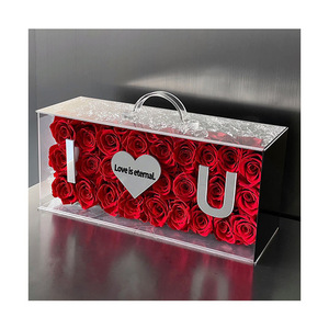 Coffret cadeau acrylique AM-PFE69 'I LOVE YOU' fleur éternelle pour la fête des mères et Noël préserve <span class=keywords><strong>les</strong></span> roses de manière aiguë - Product Image 1