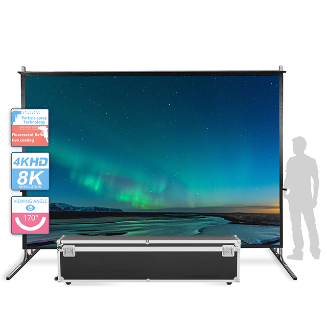 Large Size 200inch Outdoor Fast Fold Projector Screen with Stand Tripod and Flight Case for Presentations or Events
