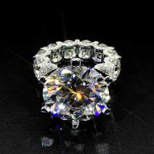 Factory Custom Fine Real S925 Silber 9k 10k 14k 18k Massiv gold Halo Ring Moissan ite Lab Grown Diamond Ehering für Männer Frauen