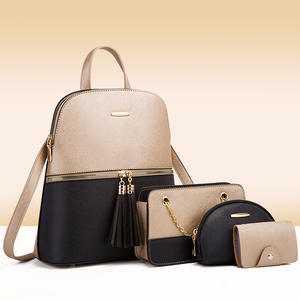 2025 New Arrival Fashion Pu <b>Leather</b> 4pcs <b>Women</b> Ladies Shoulder Crossbody <b>Bags</b> Backpack Set with Chain - Product Image 1