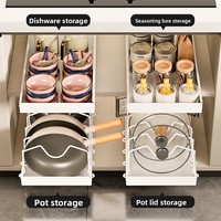 Meuble de rangement de cuisine moderne multi-niveaux en acier au carbone pour casseroles et poêles, idéal pour l'organisation transfrontalière
