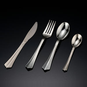 DIJOEY – Kits de couverts modernes jetables en <span class=keywords><strong>plastique</strong></span> PS argenté, écologiques, pour fêtes et mariages (cuillère, fourchette, couteau) - Product Image 1