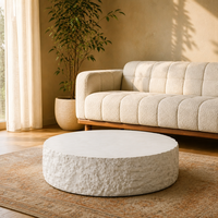 Table basse Wabi-Sabi en résine blanche peinte, design cylindrique, pour grossistes et designers, Future Star, pour salon en marbre
