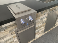 Barbecue au propane portable haut de gamme en acier inoxydable 304 NO.4, double brûleur latéral, certifié CE, allumage électronique à impulsions pour l'extérieur