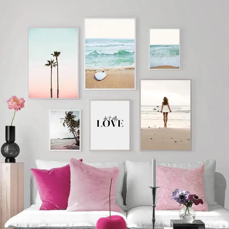 Modern Tropical Ocean Dreams Gallery Wall Art Summer Beach Surf Sunset Minimalist Nordic Style Fine Art Canvas Prints