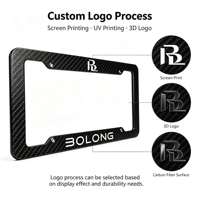 BOLONG Cadre de plaque d'immatriculation en fibre de carbone standard américain très demandé, résistant aux chocs, avec logo personnalisé, support de plaque d'immatriculation de voiture