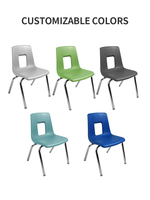 Chaise d'écolier empilable en plastique bleu marine à trou carré, modèle américain très vendu, idéale pour les salles de classe