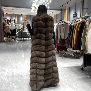 <span class=keywords><strong>Gilet</strong></span> en fourrure de renard véritable pour femmes, longueur <span class=keywords><strong>extra</strong></span> longue, <span class=keywords><strong>gilet</strong></span> <span class=keywords><strong>long</strong></span> chaud de qualité supérieure - Product Image 2