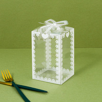 Boîte à bonbons personnalisée avec logo en PVC, imprimé cœur, nœud, emballage cadeau, boîte de présentation pour mariage, fête, cadeaux, bonbons