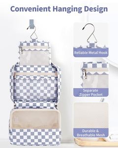 Portable Toiletry <b>Cosmetic</b> Travel <b>Bag</b>, <b>Large</b> Water Resistant Hanging Makeup Organizer Storage Pouch Case - Product Image 3