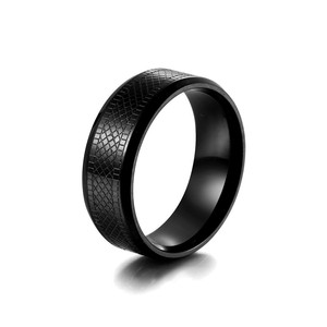 Titanium Steel <b>Ring</b> Men's Dark Checkered Snakeskin Texture Geometric Fashion Jewelry SA1138 - Product Image 5