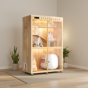 Villa per Gatti in Vetro Trasparente Moderna, Spaziosa Gabbia per Gatti da Interno con Porte Trasparenti per Soggiorno, Vendita all'Ingrosso - Product Image 5