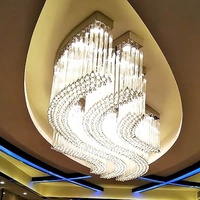 Classique hôtel salon spirale long moderne led luxe asfour cristal escalier lustre éclairage haute qualité cristal lumière