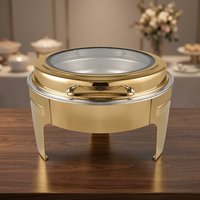 Plat de service de luxe en acier inoxydable de qualité hôtelière, capacité 5L, compatible gaz, passe au lave-vaisselle, design doré, grand format