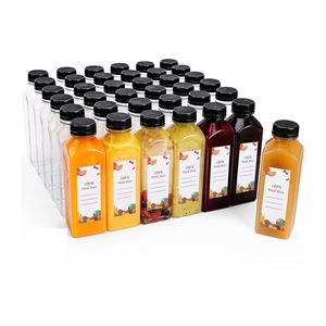 Bouteille de boisson carrée en PET personnalisée avec logo, de 2 oz à 32 oz, pour thé, jus, lait et café - Product Image 1